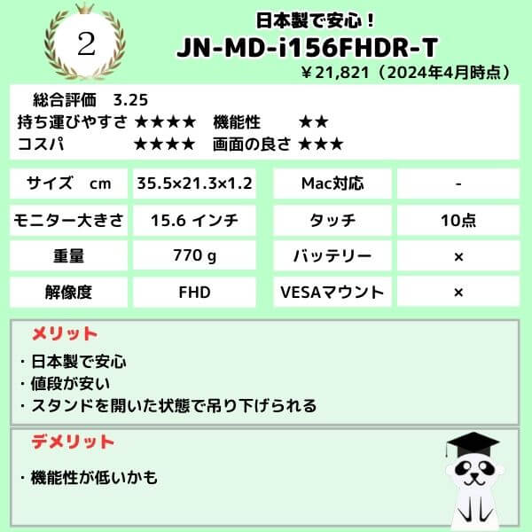 2大タッチ.JN-MD-i156FHDR-T★