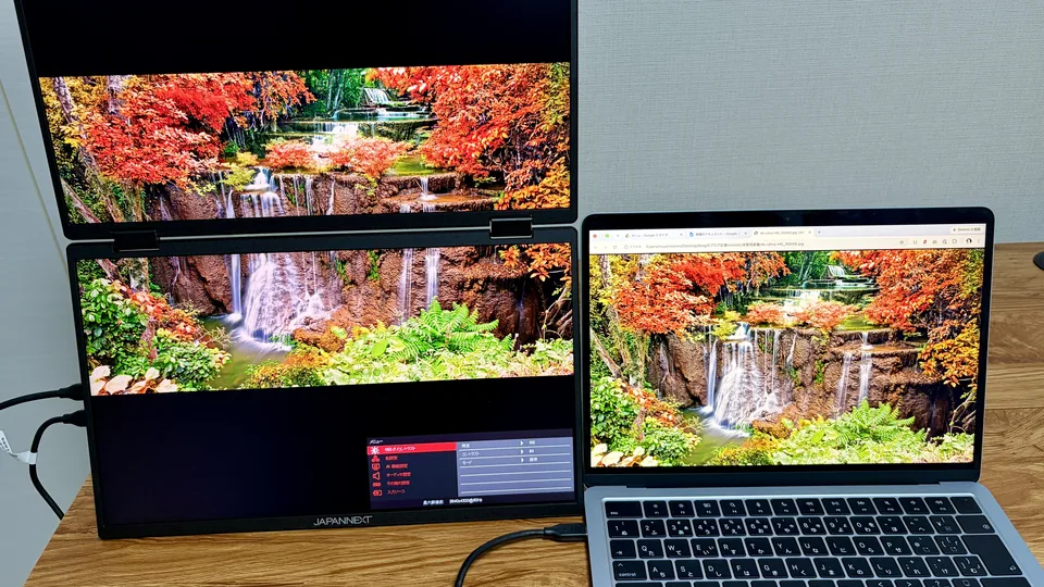 8JAPANNEXT_JNDMDIPS156U_MacBook接続写真表示_